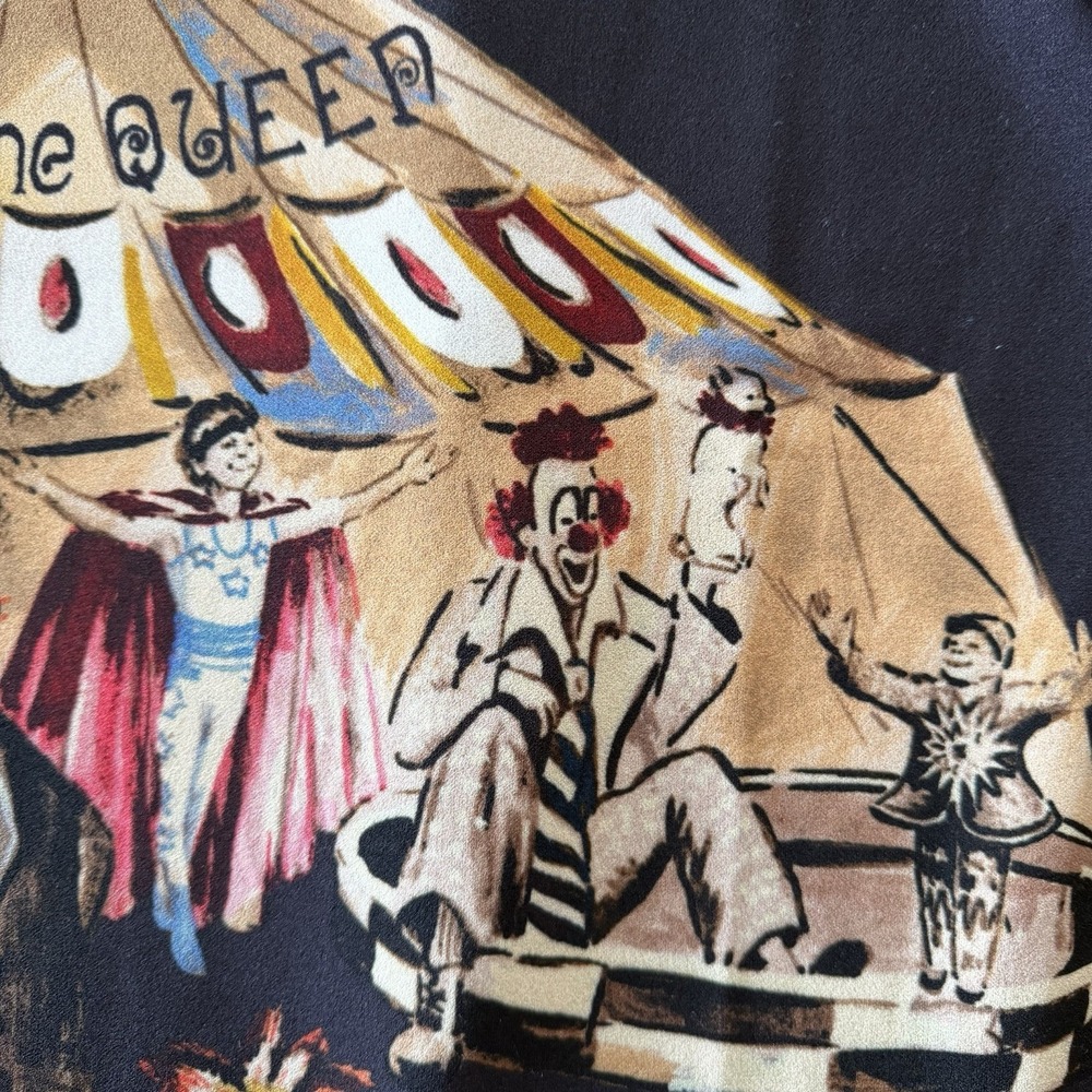 RARE Save The Queen Dress XL Circus Print Graphic Long Sleeve Designer Italy Y2K - Picture 7 of 15